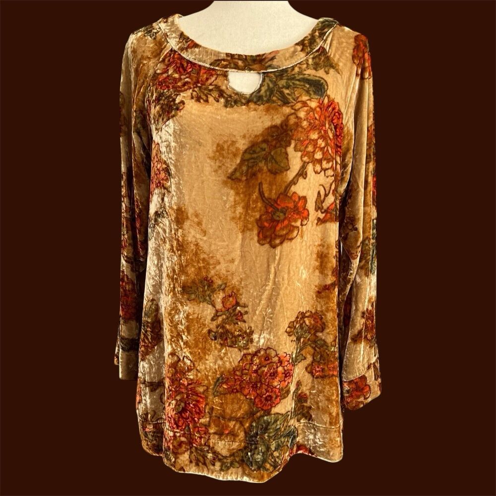 Soft Surroundings Victoria Velvet Tunic Top Size S Romantic Witchy Boho Hippie
